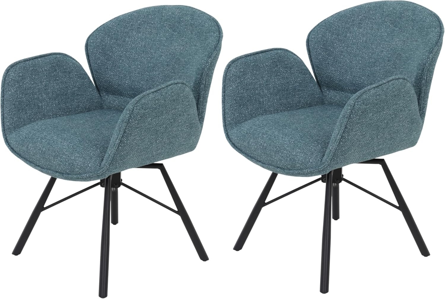 Hela Tische, 2er Set Esszimmerstuhl Armlehne Bristol, Bezug Webstoff Salbei Boucleòptik, 360° drehbar, Metallgestell Bild 1