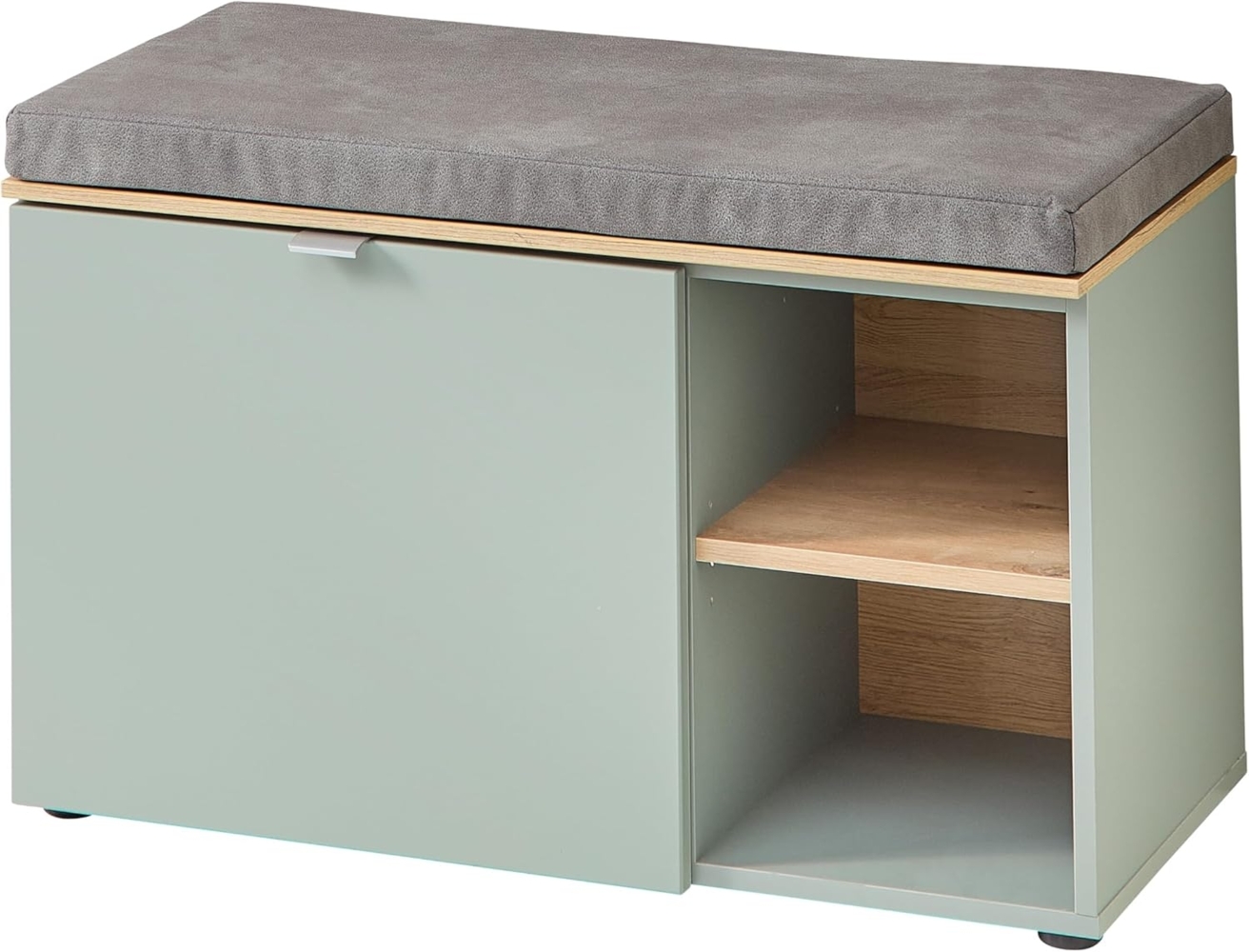 Stella Trading BARI Schuhbank in Schilfgrün, Artisan Eiche Optik FSC-Zertifiziert - Moderne Sitzbank mit Stauraum für Ihren Flur - 78 x 50 x 38 cm (B/H/T) Bild 1