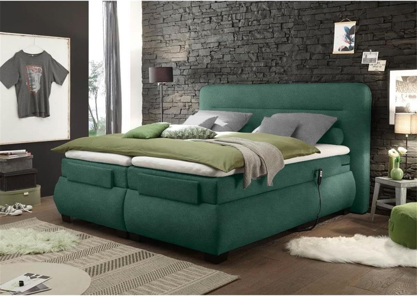 Boxspringbett 180x200 cm elektrisch verstellbar EDIRNE-09 in Uran 21 grün Bild 1