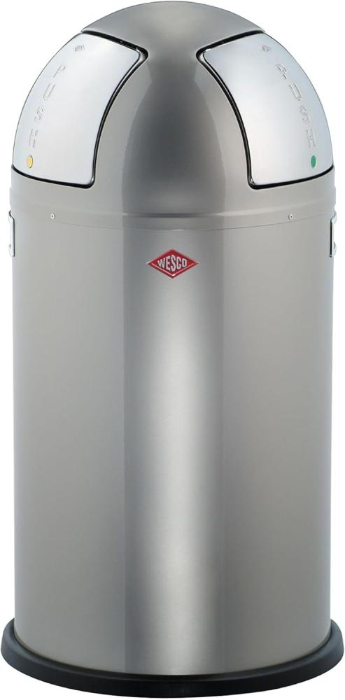 Wesco Doppel-Mülleimer Push Two, Duo Mülleimer, Doppelmülleimer, Abfalleimer, Stahlblech, Silber, 2 x 25 L Bild 1