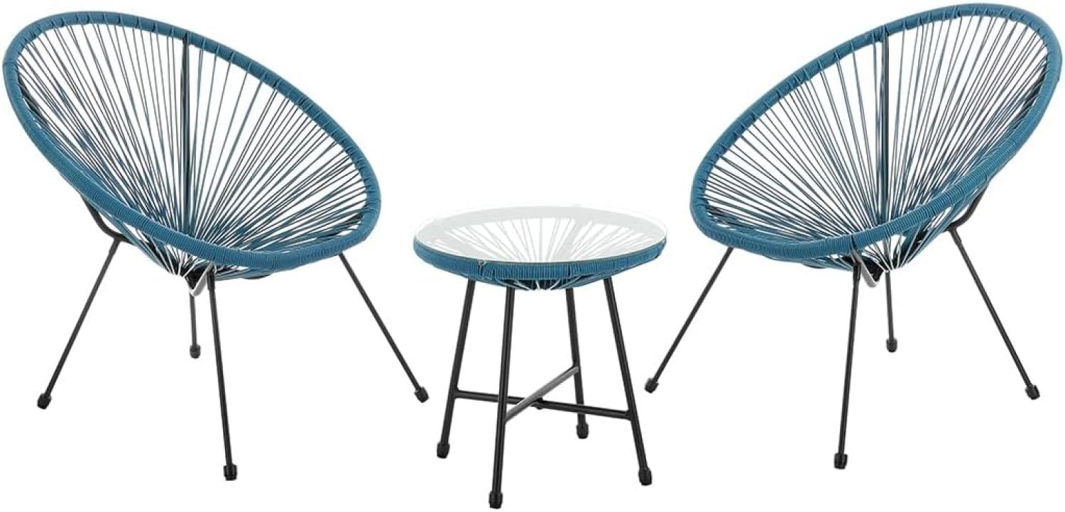 SVITA Bali Balkon-Möbel 3-TLG. Polyrattan Lounge-Set Balkon-Set Blau Bild 1