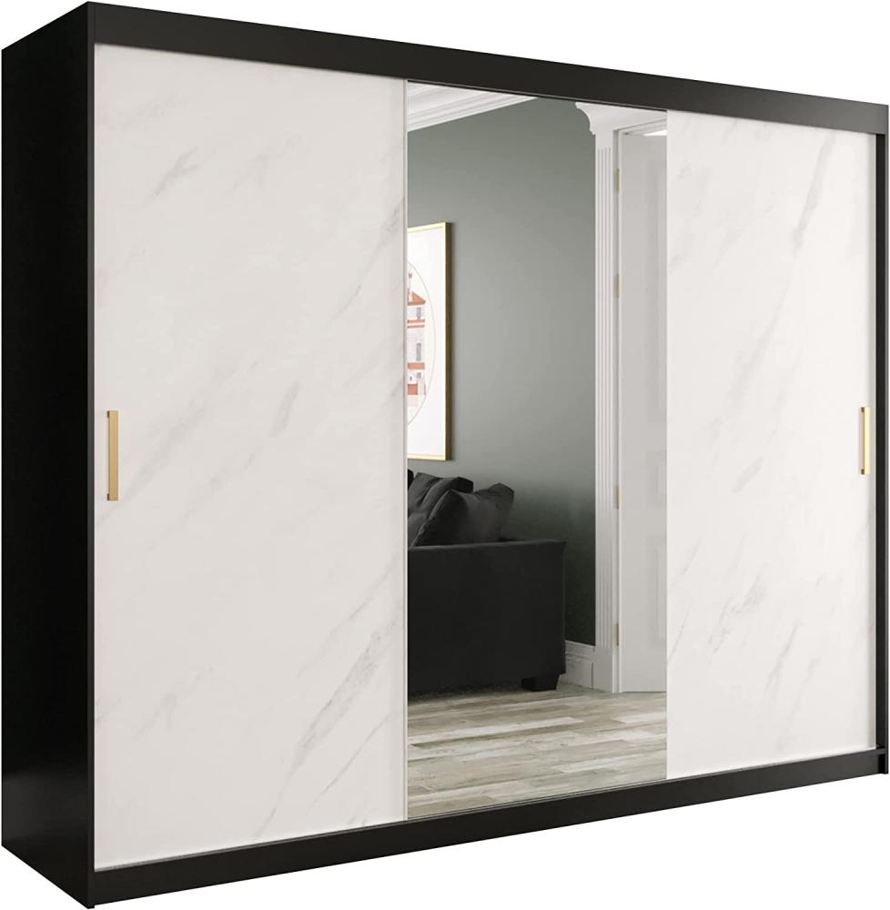 Kleiderschrank Kamoga T1 250 (Schwarz / Marmor Weiß + Gold, ohne Schubladen) Bild 1