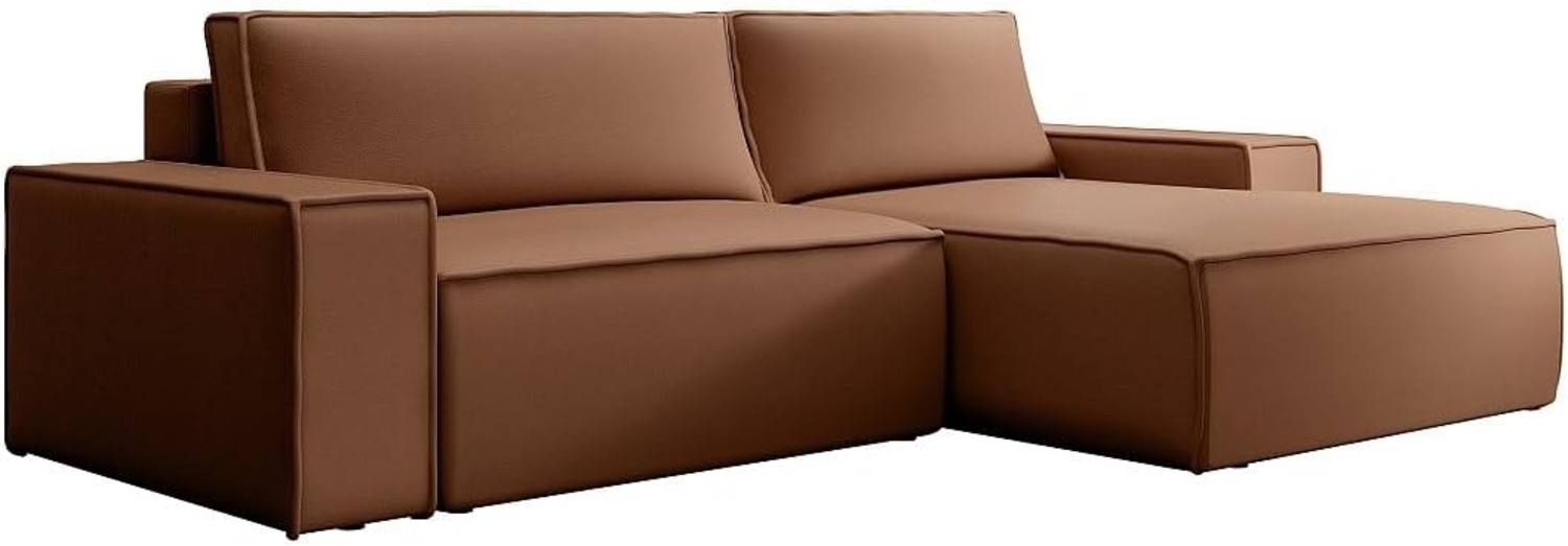 Vente-unique - Ecksofa mit Schlaffunktion - Ecke rechts - Stoff - Leder-Optik - Braun - AMELIA Bild 1