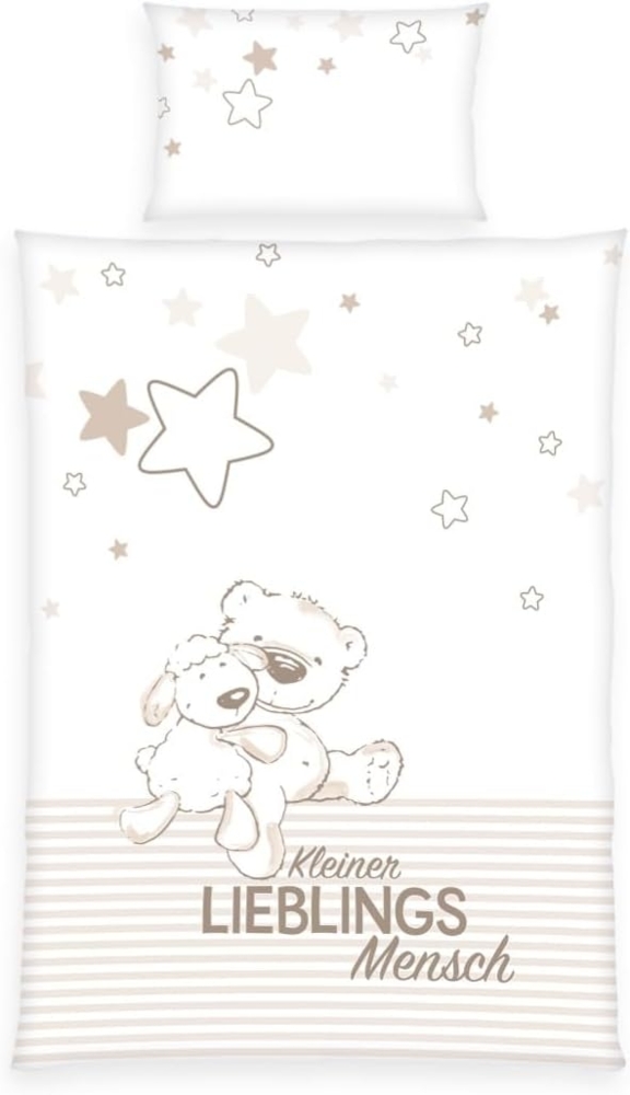 Herding Baby „LIEBLINGSMENSCH“ – Bettwäsche mit Wendemotiv, 100% Baumwolle, 100x135 cm+40x60 cm Bild 1