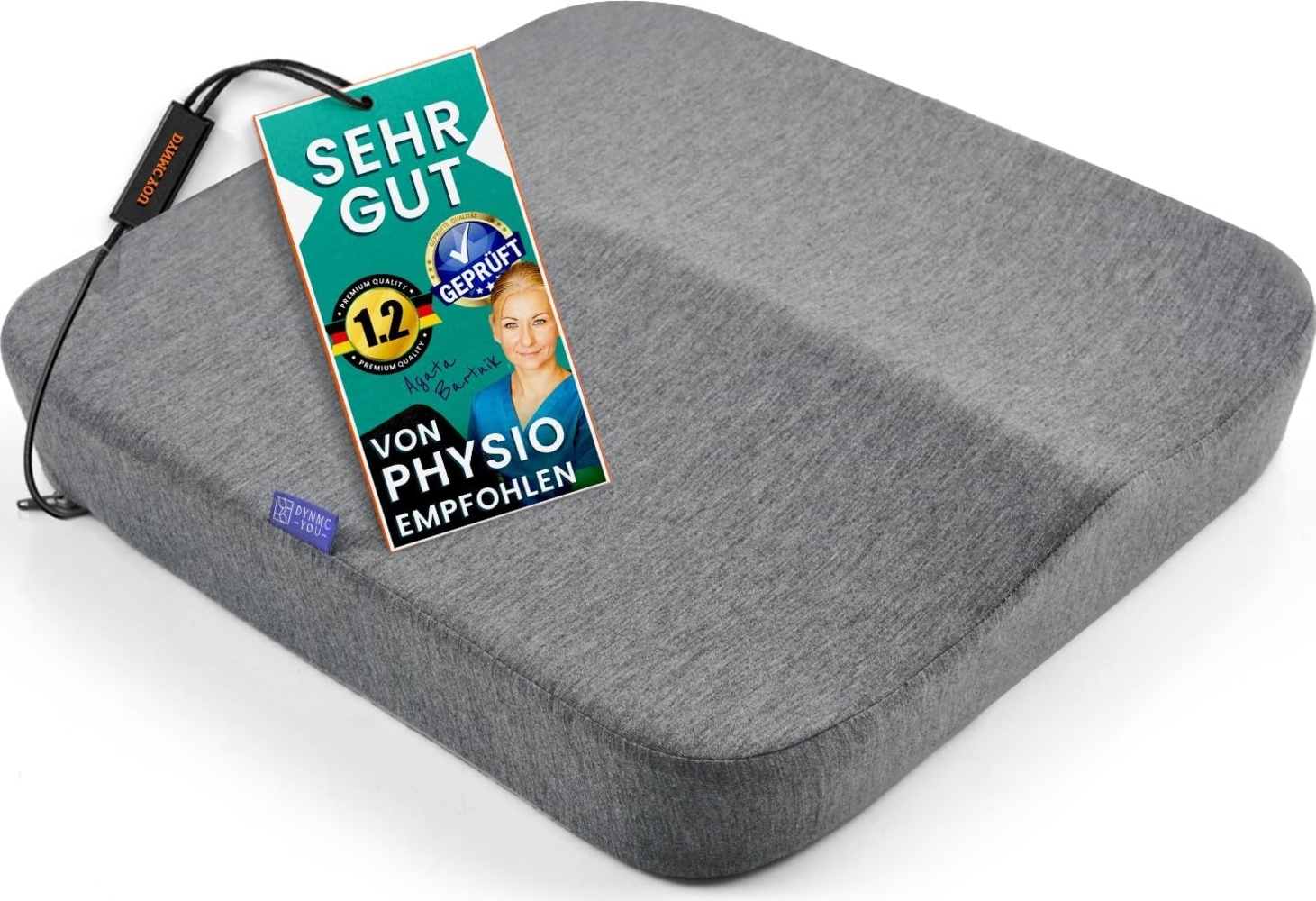 DYNMC you Sitzkissen Stuhl - Test SEHR GUT - Sitzkissen Bürostuhl, Keilkissen Entlastet Rücken & Erhöht Sitzkomfort - Bürostuhl unterlage Bild 1