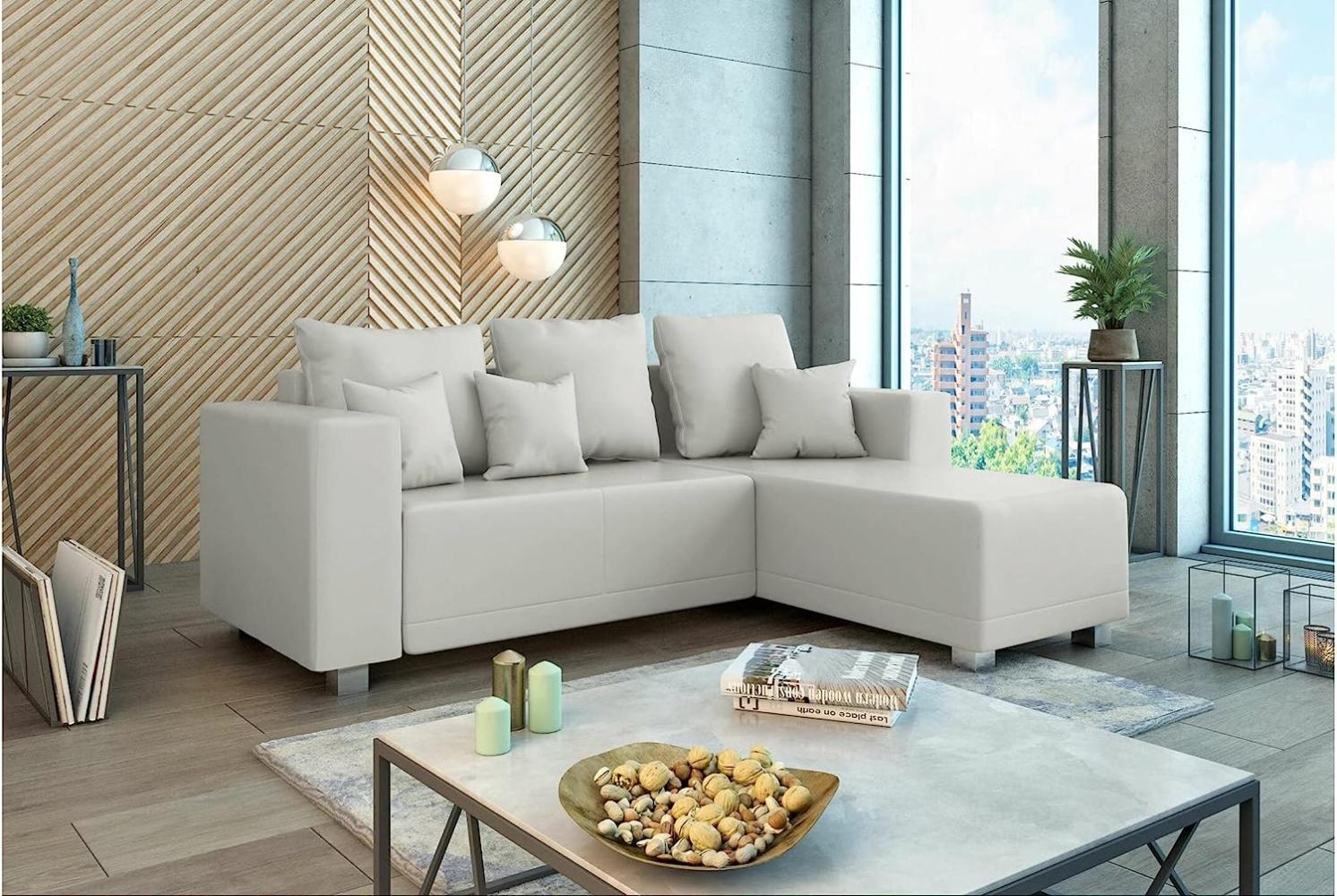 Stylefy Francesca Ecksofa Kunstleder CAYENNE Weiß Rechts Bild 1