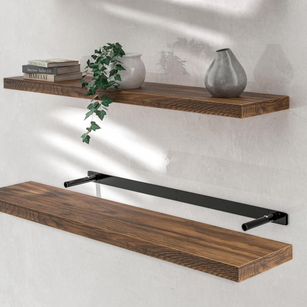 Casaria Wandboard, Dunkle Eiche Hängeregal mit Halterung 15kg Tragkraft Wohnzimmer 110cm Bild 1