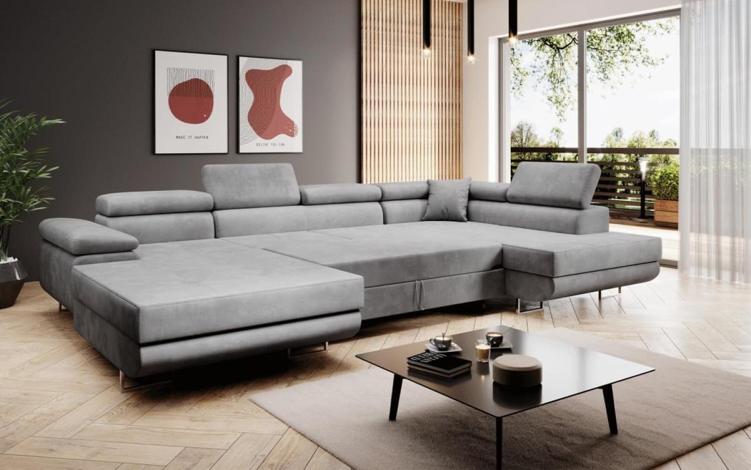 Designer Sofa Lago mit Schlaf und Klappfunktion (Samt) Anthrazit Rechts Bild 1