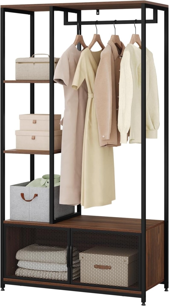 Woltu Garderobenständer, (1 St), mit Lagerschrank, aus Holz und Metall Bild 1