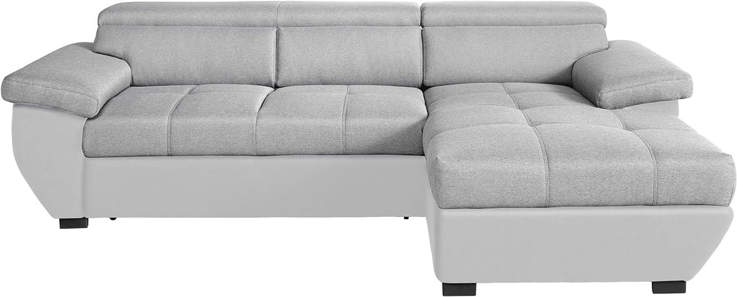 Mivano Ecksofa Speedway / Moderne Couch in L-Form mit verstellbaren Kopfteilen und Recamiere / 267 x 79 x 170 / Zweifarbig: Grau-Hellgrau Bild 1