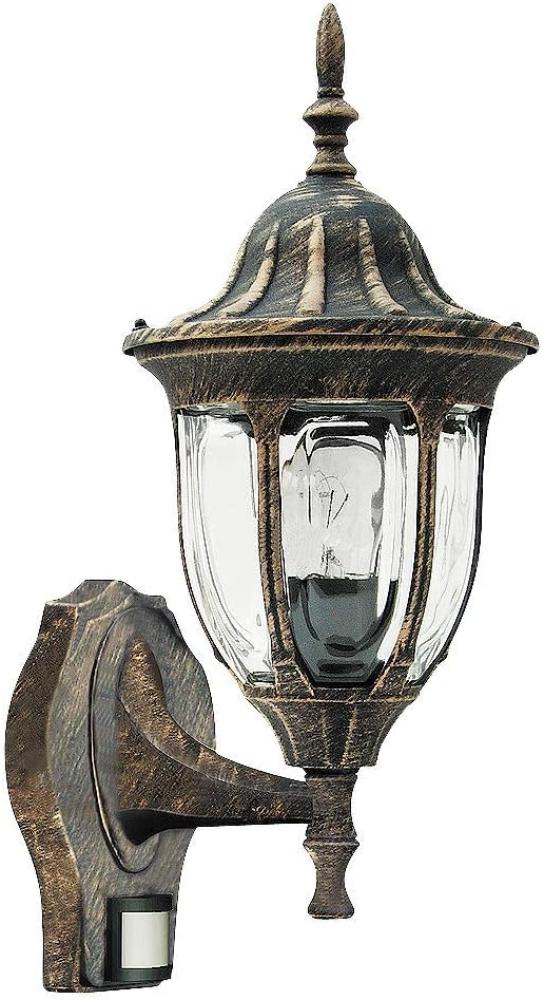 Rabalux Milano Außenwandleuchte 1x E27 gold antik mit Bewegungsmelder Bild 1