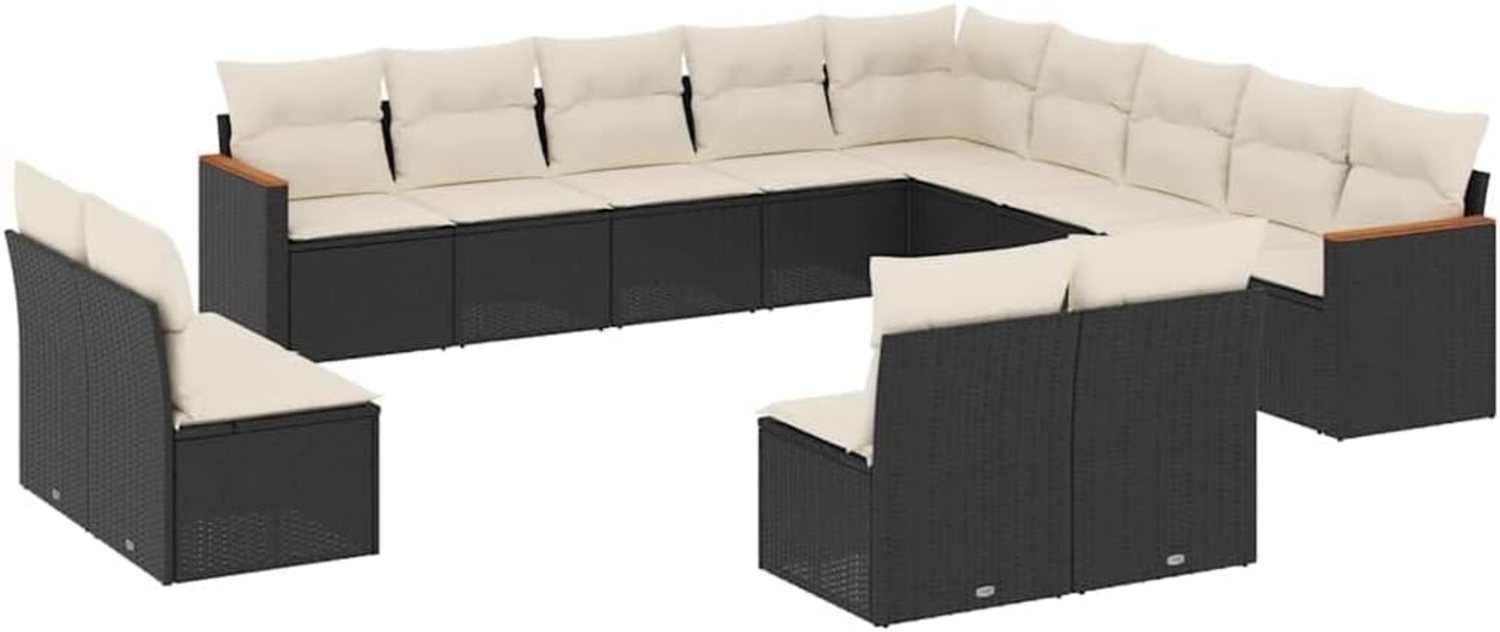 vidaXL 13-tlg. Garten-Sofagarnitur mit Kissen Schwarz Poly Rattan 3258885 Bild 1