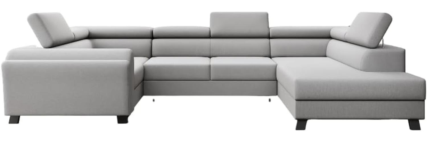 Designer Sofa Emilio mit Schlaf- und Klappfunktion Stoff Grau Rechts Bild 1