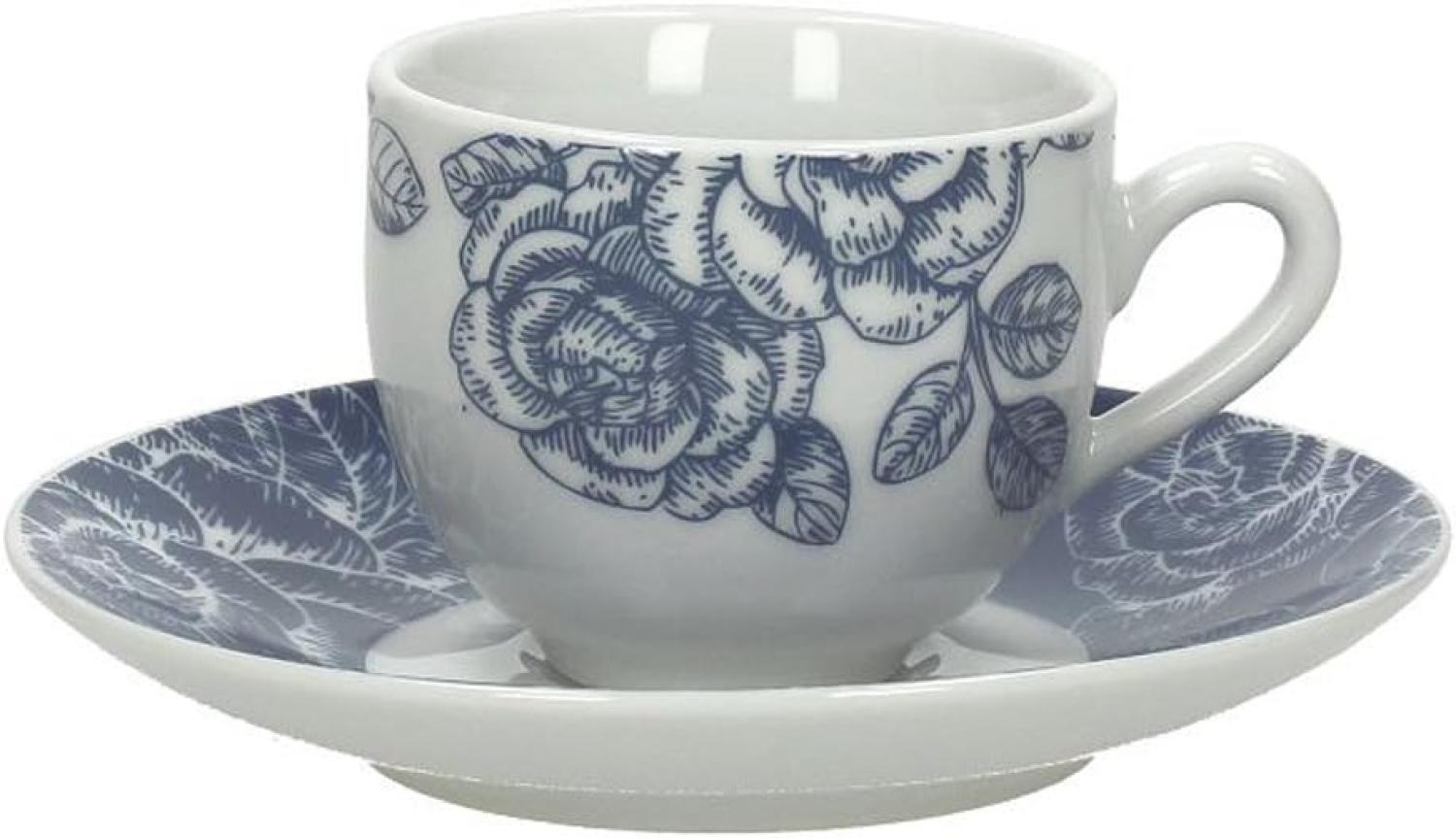 Tognana Olimpia Garden Packung 6 Tasse Kaffee mit Untertassenn, Porzellan, Blau, 12 x 12 x 5 cm Bild 1