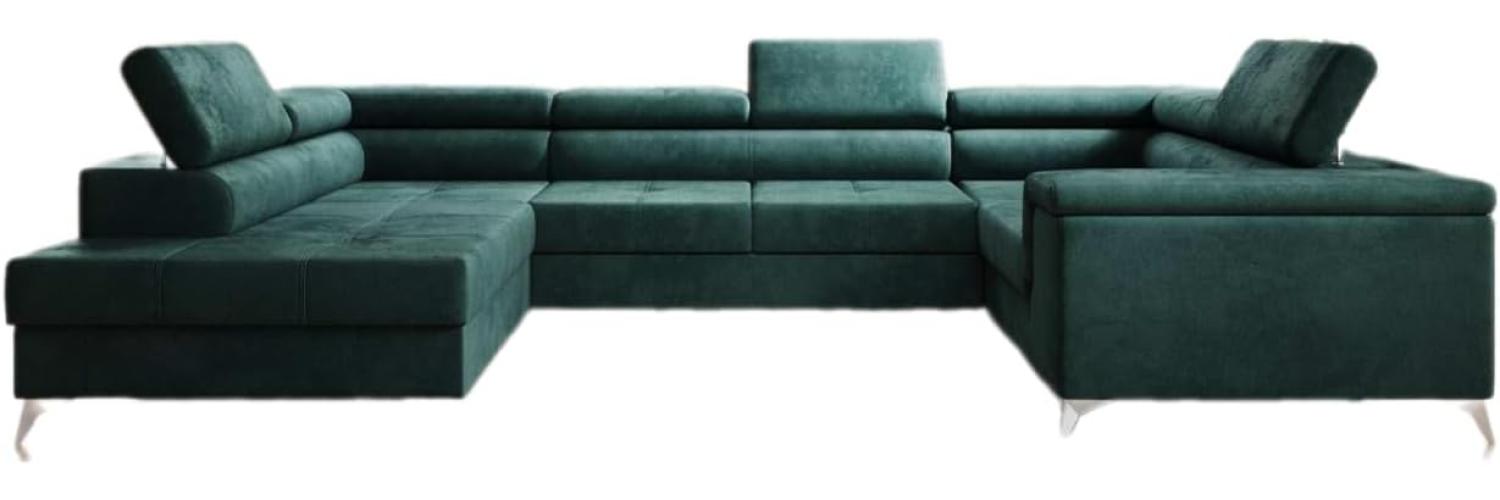 Designer Sofa Torino mit Schlaf- und Klappfunktion Samt Grün Links Bild 1