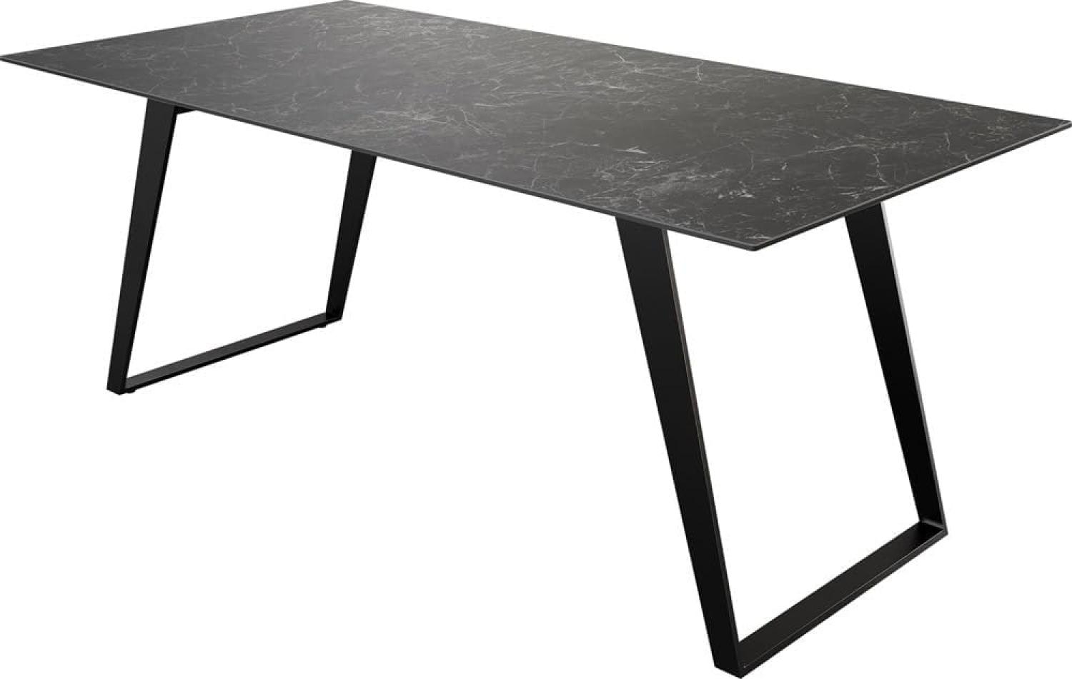 Esstisch Edge 200x100 Keramik Laminam® Nero Greco Anthrazit Metall Schräg Schwarz Bild 1