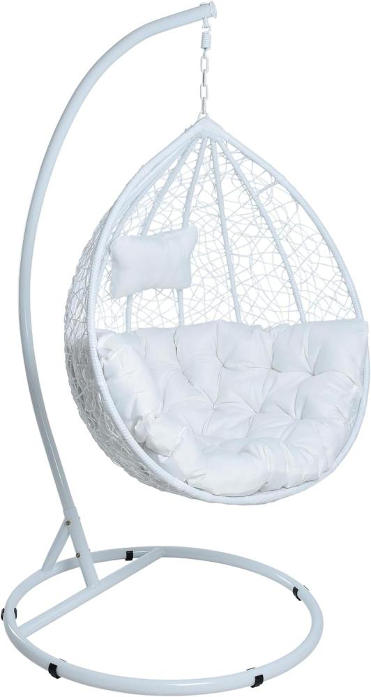 Polyrattan Hängesessel Hängekorb mit Gestell und XXL Relaxkissen Hängestuhl Bild 1
