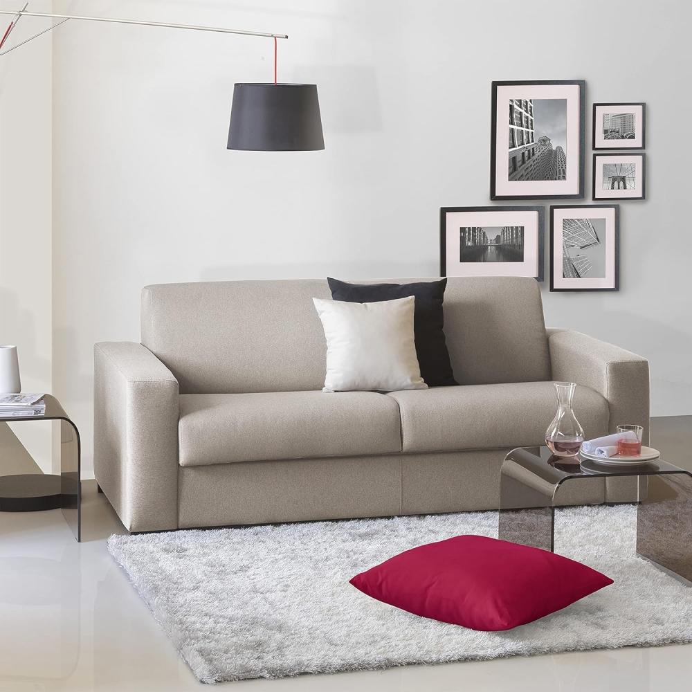 Talamo Italia Schlafsofa Elisabetta 3-Sitzer Sofa Wohnzimmer Made in Italy Drehöffnung mit Matratze und Lattenrost inklusive, gepolstertem Stoff mit Armlehnen, 220 x 95 x 90 cm, Farbe Taupe Bild 1