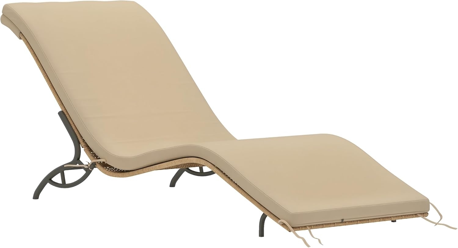 Outsunny Gartenliege mit Kissen, wetterfest, 120 kg belastbar, UV-bständig, Sonnenliege Polyrattan, 1 St, wasserabweisend Liege, für Garten Balkon Outdoor 166 x 63 x 76 cm Beige Bild 1