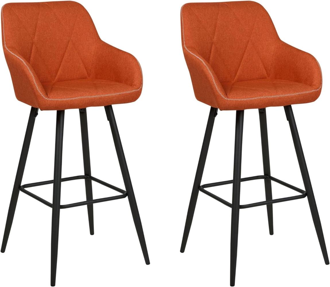 Beliani 'Darien' Barstuhl, 2er Set, Stoff, 103 x 54 x 50 cm, Orange Bild 1