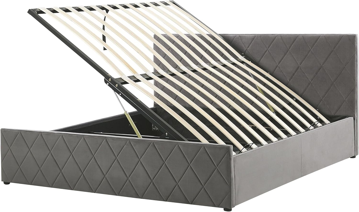 Beliani 'ROCHEFORT' Bett, mit Lattenrost, mit Bettkasten, hochklappbar 140x200 cm Samt Bild 1