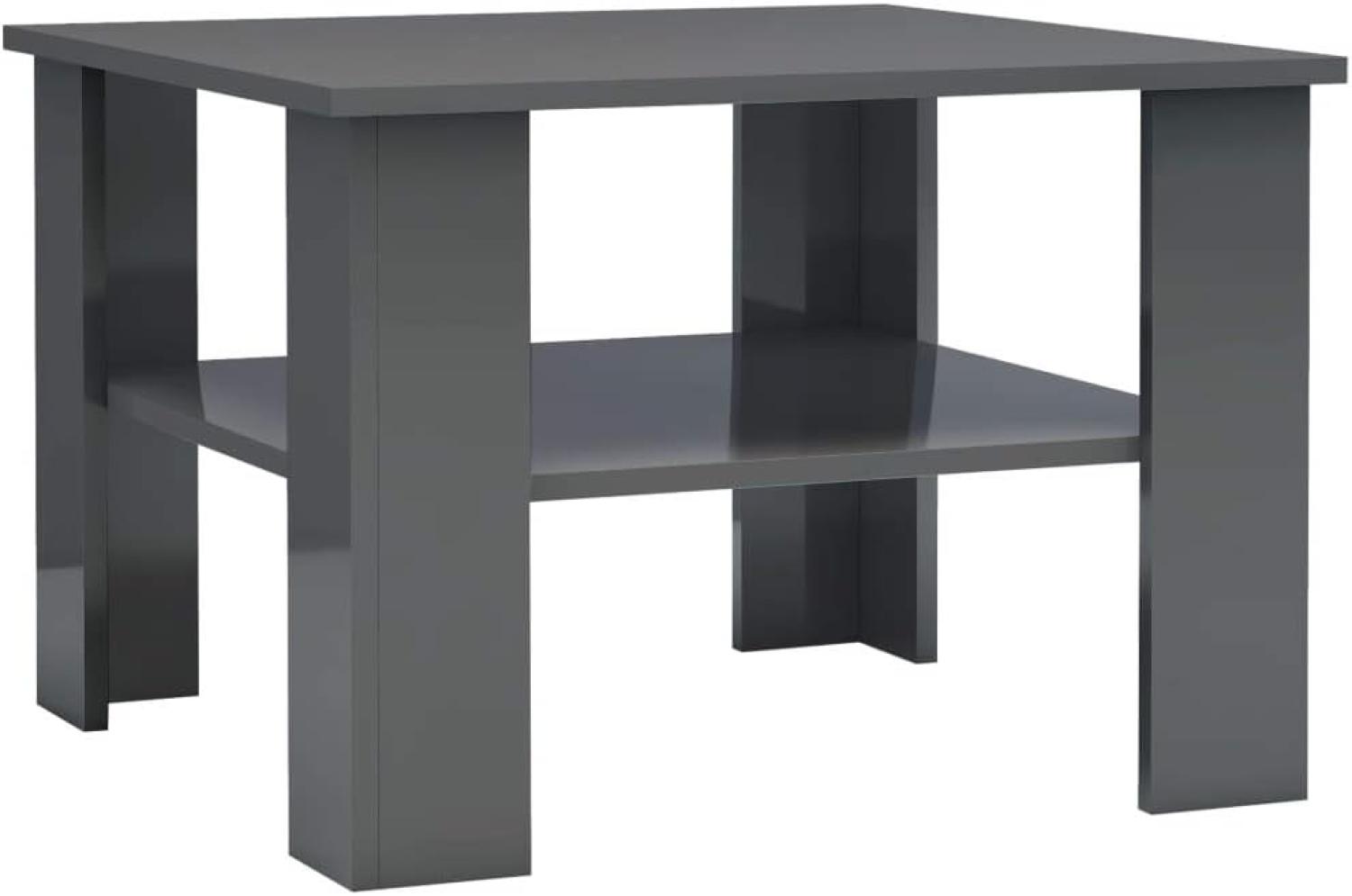 vidaXL Couchtisch Hochglanz-Grau 60×60×42 cm Spanplatte Bild 1