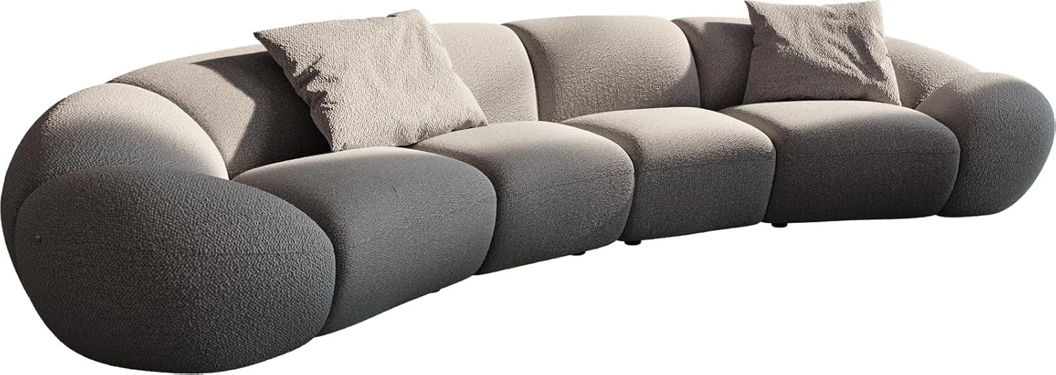 Big-Sofa Lunna 360x175 cm Bouclé Silbergrau 2 Kissen Bild 1