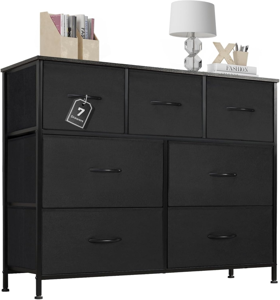 Sweetcrispy Kommode mit Stoff-Schubladen, Sideboard mit 7 Stoff-Schubladen, Schubladenschrank, Organisationsmöbel für Küche, Büro, Flur, TV-Schrank mit Schubladen Bild 1