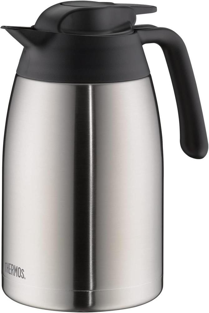 THERMOS THV 1,50l, steel, Thermoskanne 1,5l aus Edelstahl, 24 h heiß / 24 h kalt, absolut dicht, große Öffnung, Kaffeekanne, Teekanne, spülmaschinenfest, zerlegbarer Deckel, absolut dicht Bild 1