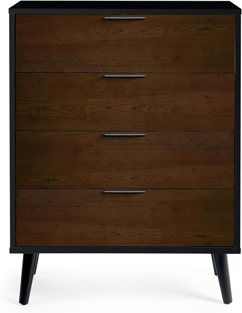 Julian Bowen Alba Kommode mit 4 Schubladen, Softclose, Walnuss und Schwarz, 100,5 x 78 x 40 Bild 1