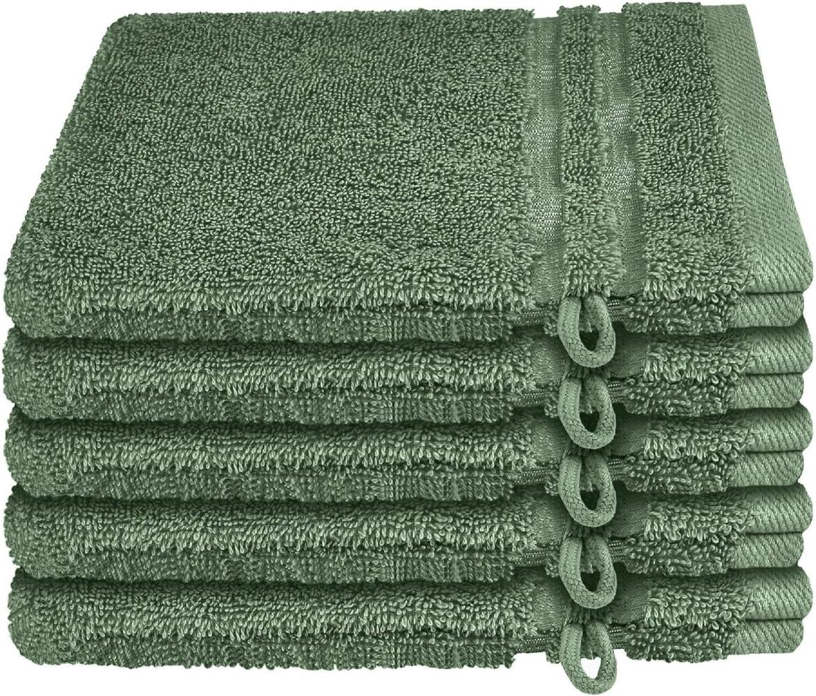 Schiesser Frottier Waschhandschuhe Milano im 5er Set aus Flauschiger, hautfreundlicher Baumwolle, Made IN Green, Farbe:Dunkelgrün, Größe:16 x 22 cm Bild 1