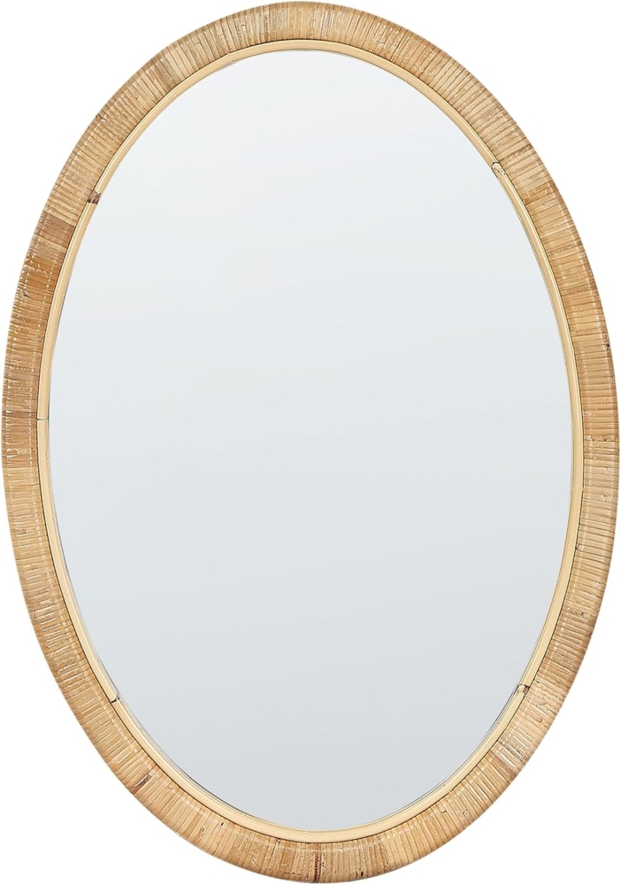 Wandspiegel FOISSY 50 cm 70 cm Rattan Naturfarben Bild 1