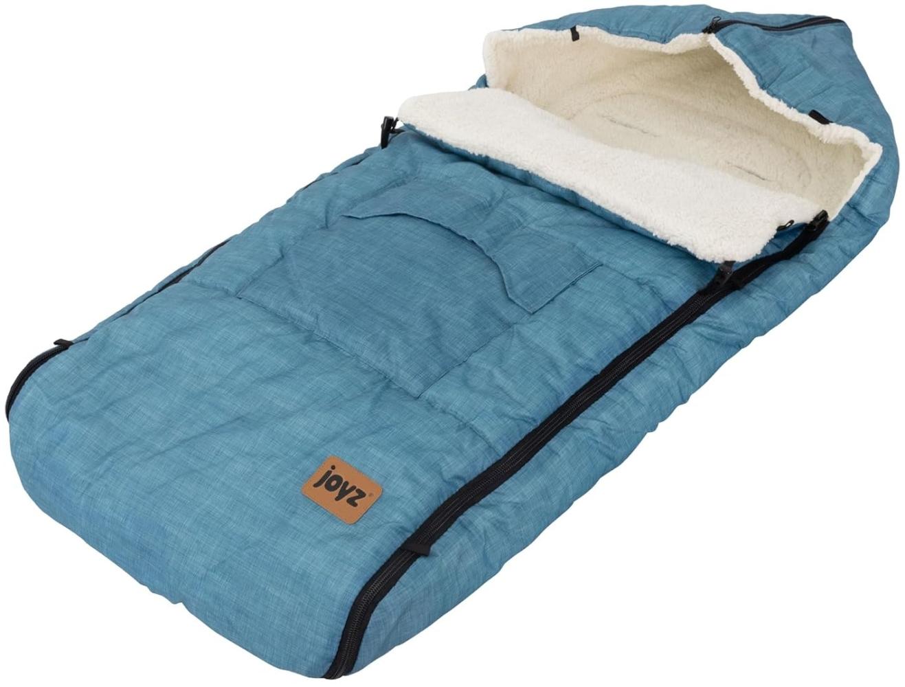 Joyz Fußsack Babyfußsack aus Fleece mit Reißverschluss Winterfußsack, Babyschlafsack Blau bei 40°C waschbar 94x48x10cm inkl. Tasche Bild 1