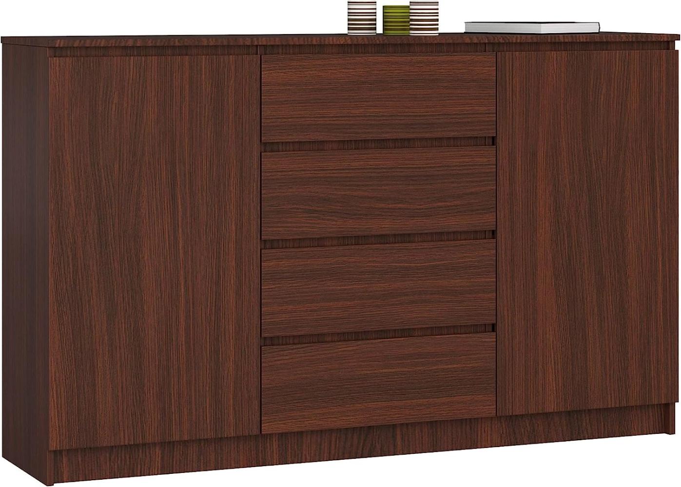 AKORD Kommode K 160 cm | 4 Schubladen und 2 Türen | für Wohnzimmer Schlafzimmer Schrank Wohnzimmer | Modernes Funktionelles Design | Schichtstoffplatte 16 mm | Farbe Wenge Bild 1