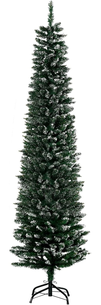 HOMCOM Künstlicher Weihnachtsbaum 190 cm, mit 570 Spitzen, Kunstschnee, klappbar Metallständer, Künstlicher Baum, für Weihnachten Deko, Grün Bild 1