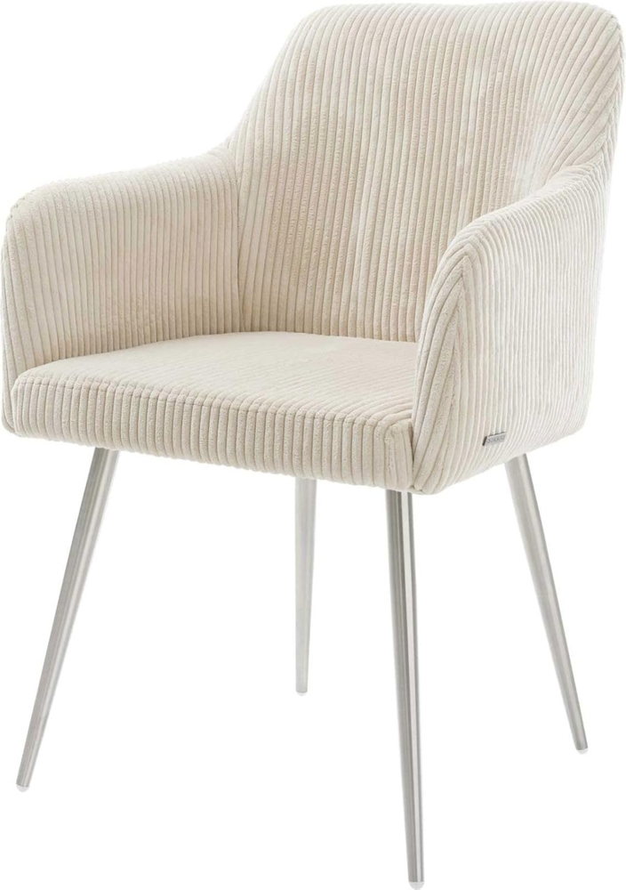 Esszimmerstuhl Greg-Flex Cord Beige 4-Fuß konisch Edelstahl Taschenfederkern Bild 1