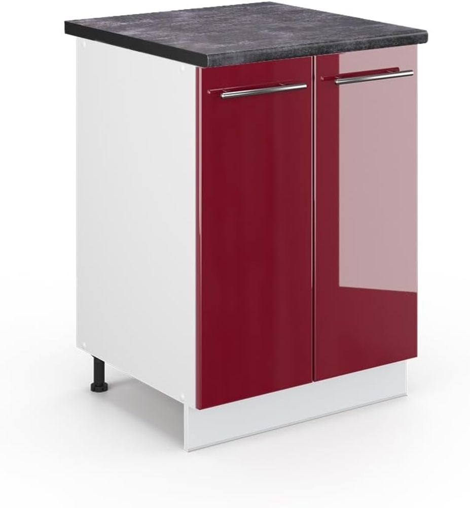 Vicco Küchenunterschrank Fame-Line, Bordeaux Hochglanz/Weiß, 60 cm, AP Anthrazit Bild 1