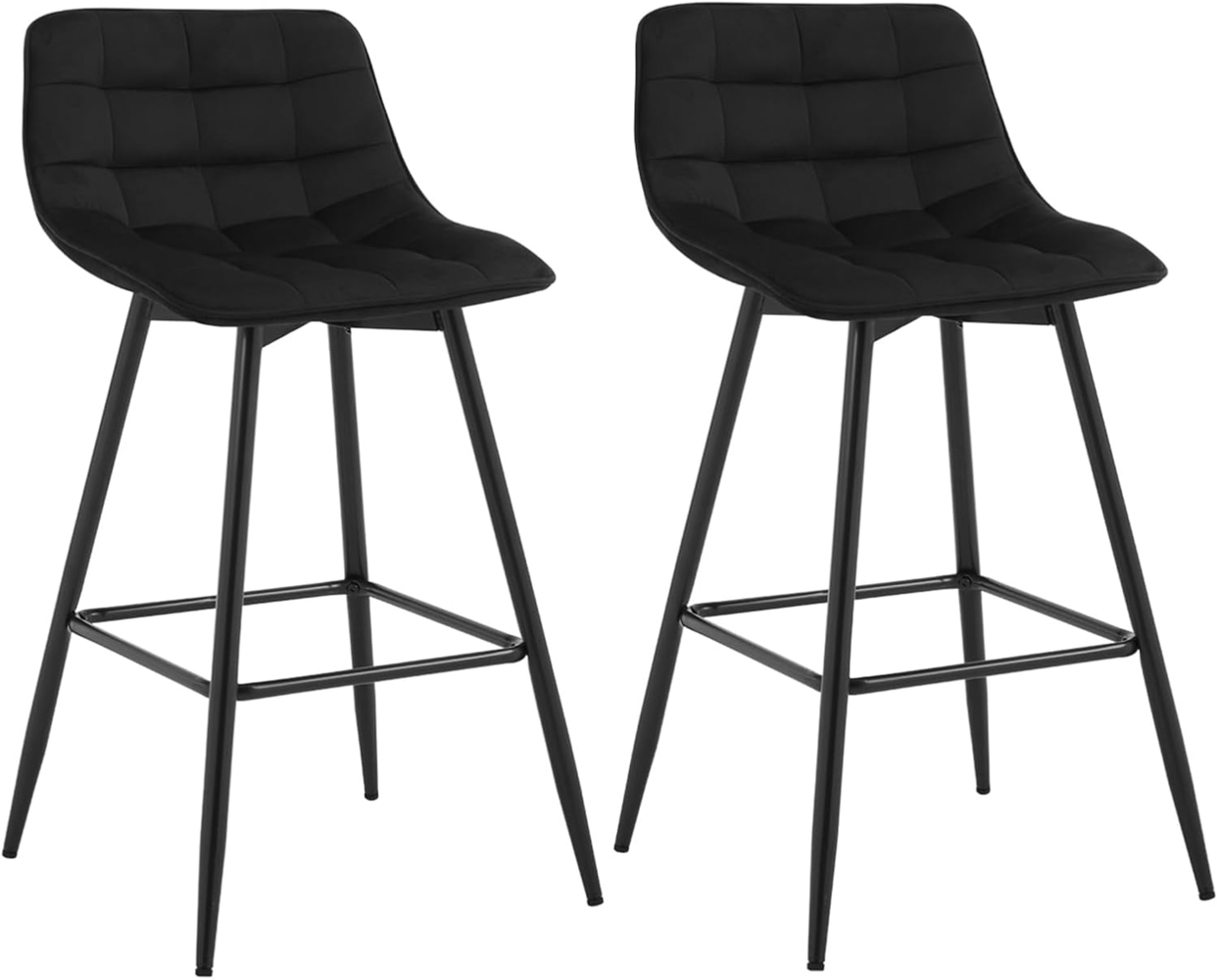 2er-Set Designer Barstuhl mit Fußstütze Samt, Metallbeine Elif schwarz Bild 1