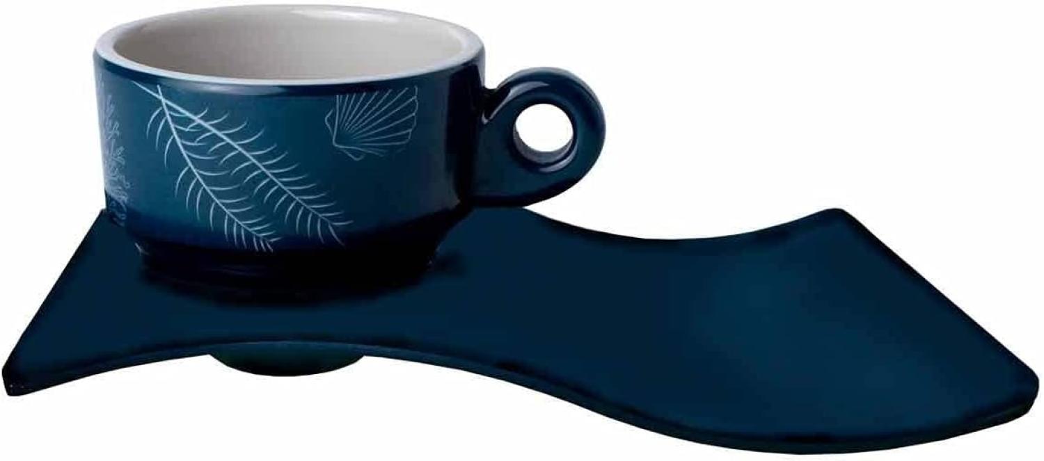 Espresso Tasse mit Unterteller, Melamin, navy weiss - Serie Living einzeln Bild 1