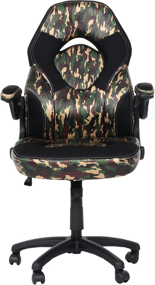 Bürostuhl HWC-K13, Drehstuhl Gamingstuhl, ergonomisch, verstellbare Armlehne, Kunstleder ~ camouflage-schwarz Bild 1