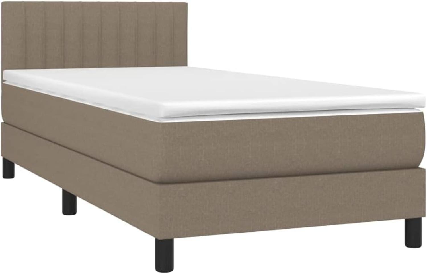 vidaXL Boxspringbett mit Matratze & LED Taupe 100x200 cm Stoff 3133297 Bild 1