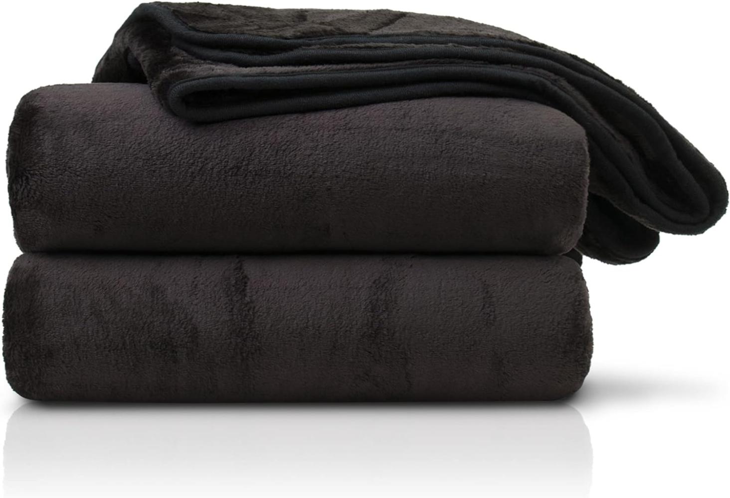 Amago - Kuscheldecke, Cashmere-Feeling, 220 x 240 cm - Schwarz Bild 1