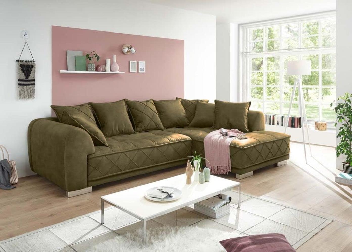 Bega Ecksofa SENTINA L-Sofa Samtoptik olive inkl. Kissen Bild 1