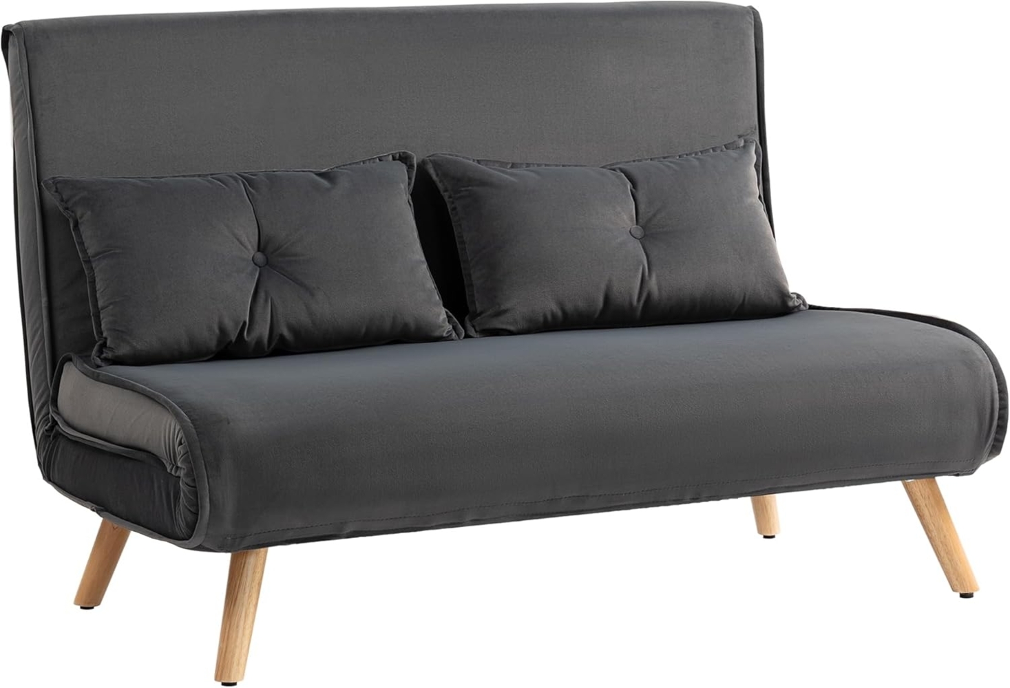 HOMCOM Schlafsofa 2 Sitzer Sofa mit 5-stufig Verstellbarer Rückenlehne, Lendenkissen, Schlafcouch 1 Teile, 190 x 120 cm, für Wohnzimmer, Dunkelgrau Bild 1