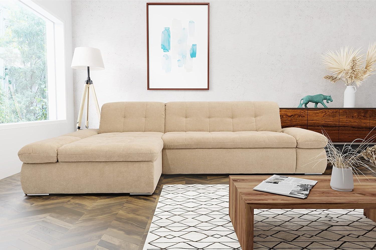 DOMO. collection Moric Couch, Ecksofa, Eckcouch, Sofa in L-Form, beige, 300 x 172 x 80 cm Bild 1