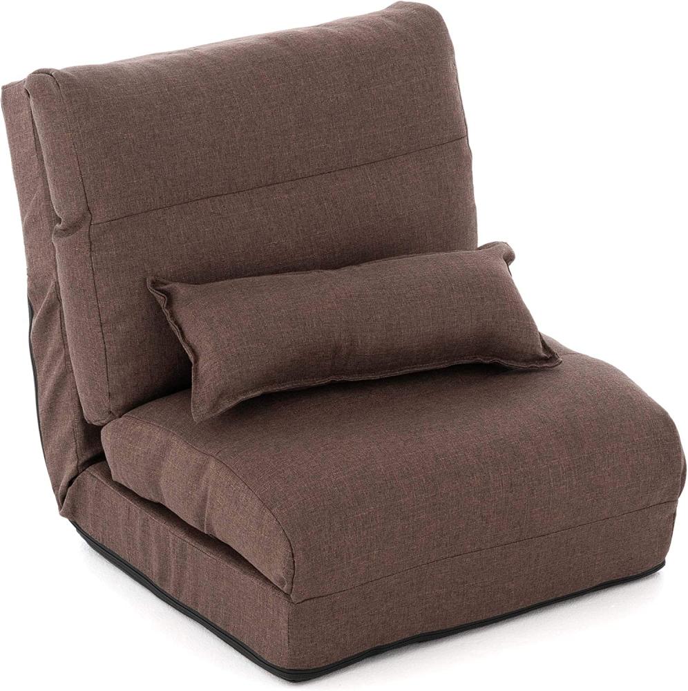 Schlafsessel 220x60x14 cm verstellbar Comfort Jugendsessel Gästebett klappbar Sitzsack Klappbett Sessel mit Kissen Bodensofa Lounger Einzelsofa Multifunktionsstuhl Farbe wählbar (Braun) Bild 1