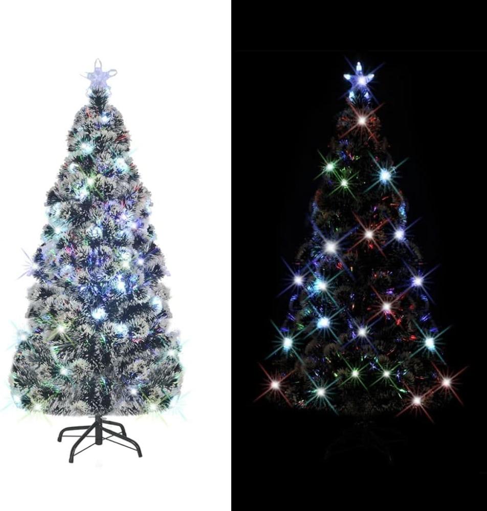 vidaXL Künstlicher Weihnachtsbaum mit Ständer/LED 210 cm Fiberoptik, Mit Beleuchtung [242428] Bild 1