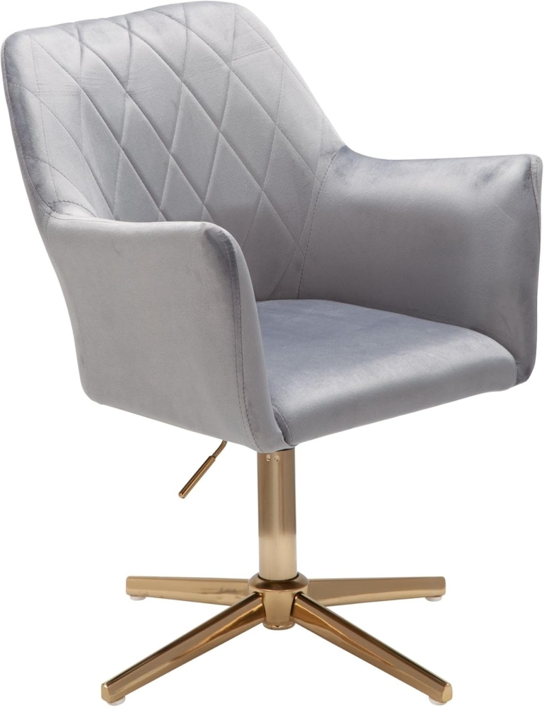 KADIMA DESIGN Loungesessel Schreibtischstuhl Grau Samt Design Drehstuhl mit Lehne, Schalenstuhl (Home-Office Drehbar), 120 kg Höhenverstellbar, Arbeitsstuhl ohne Rollen, Stuhl Schreibtisch Bild 1