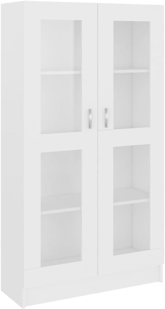 vidaXL Vitrinenschrank Bücherschrank Aktenschrank Büroschrank Vitrine Schrank Bücherregal Standvitrine Weiß 82,5 x 30,5 x 150 cm Spanplatte Bild 1