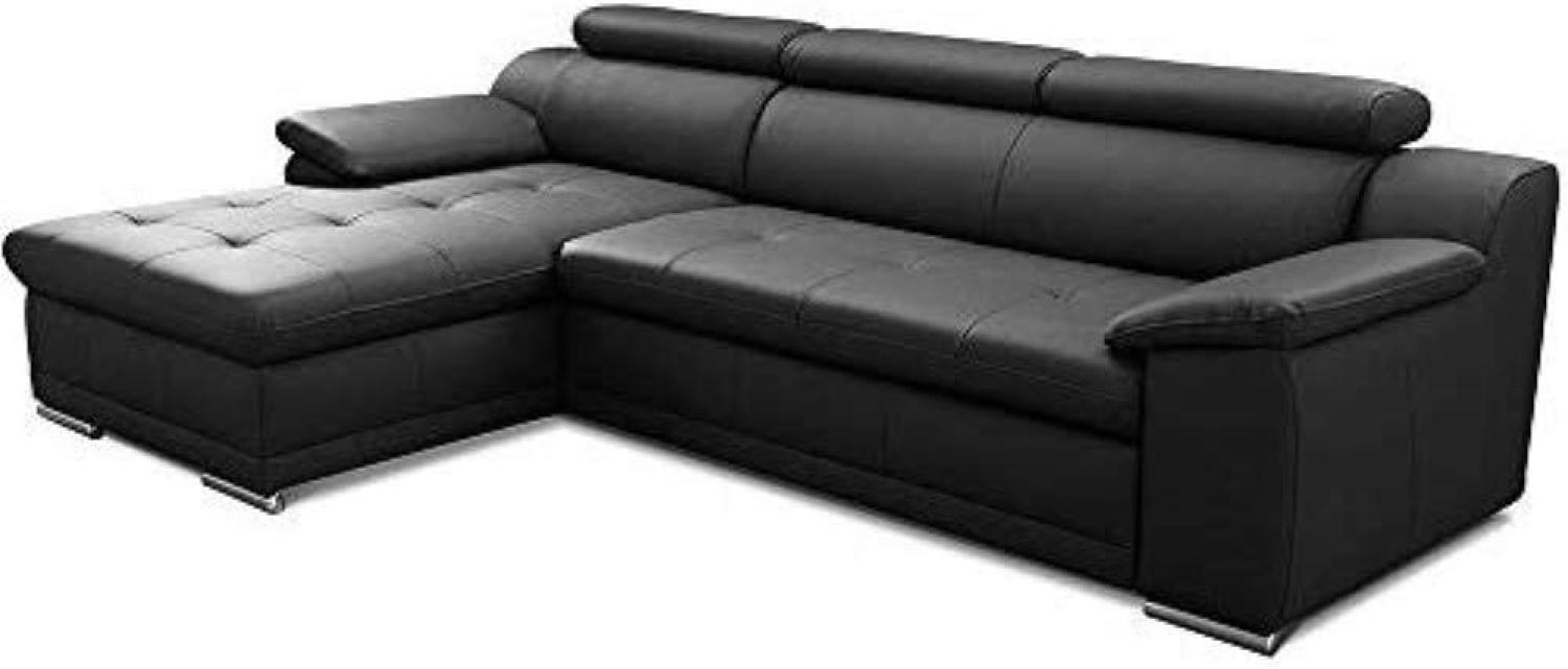 CAVADORE Ecksofa Aniamo / Ledersofa in L-Form mit verstellbaren Kopfstützen und XL-Longchair / 270 x 80 x 165 / Echtleder, Schwarz Bild 1